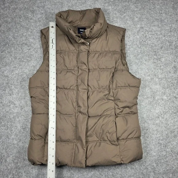 Gap Vest Women L Brown Puffer Zip Up Solid - Picture 4 of 14